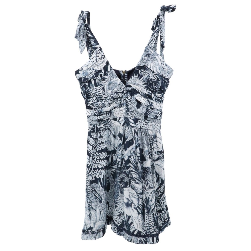 Agua Bendita Helios Mini Dress S Tropical Botanical Tie Shoulder Sundress Resort - Picture 2 of 10